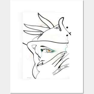 aesthetic minimalistic drawing female face Abstract line art Case Posters and Art